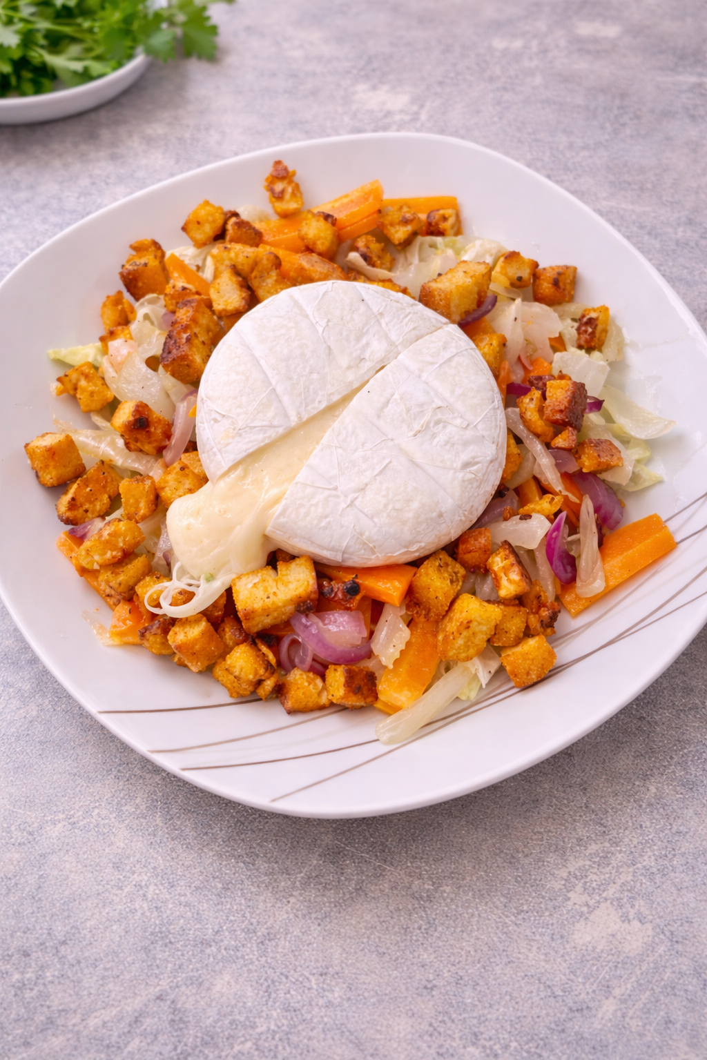 Fenchel-Brot-Salat mit Schmelz-Camembert